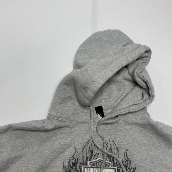 Harley-Davidson Gray Hoodie Size L Flame Skull Graphic Texas Javelina - Picture 5 of 7